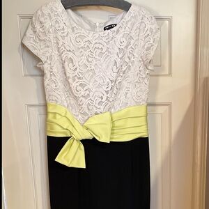 PAULE KA Lace and Satin Dress in Cream